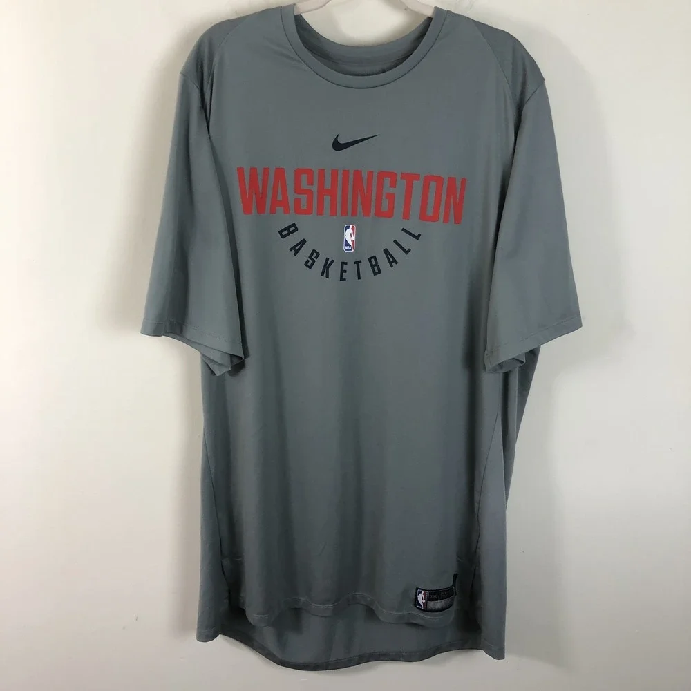 Nike NBA Washington Wizards Practice T-Shirt Jersey Men's 2XLT Gray Basketball